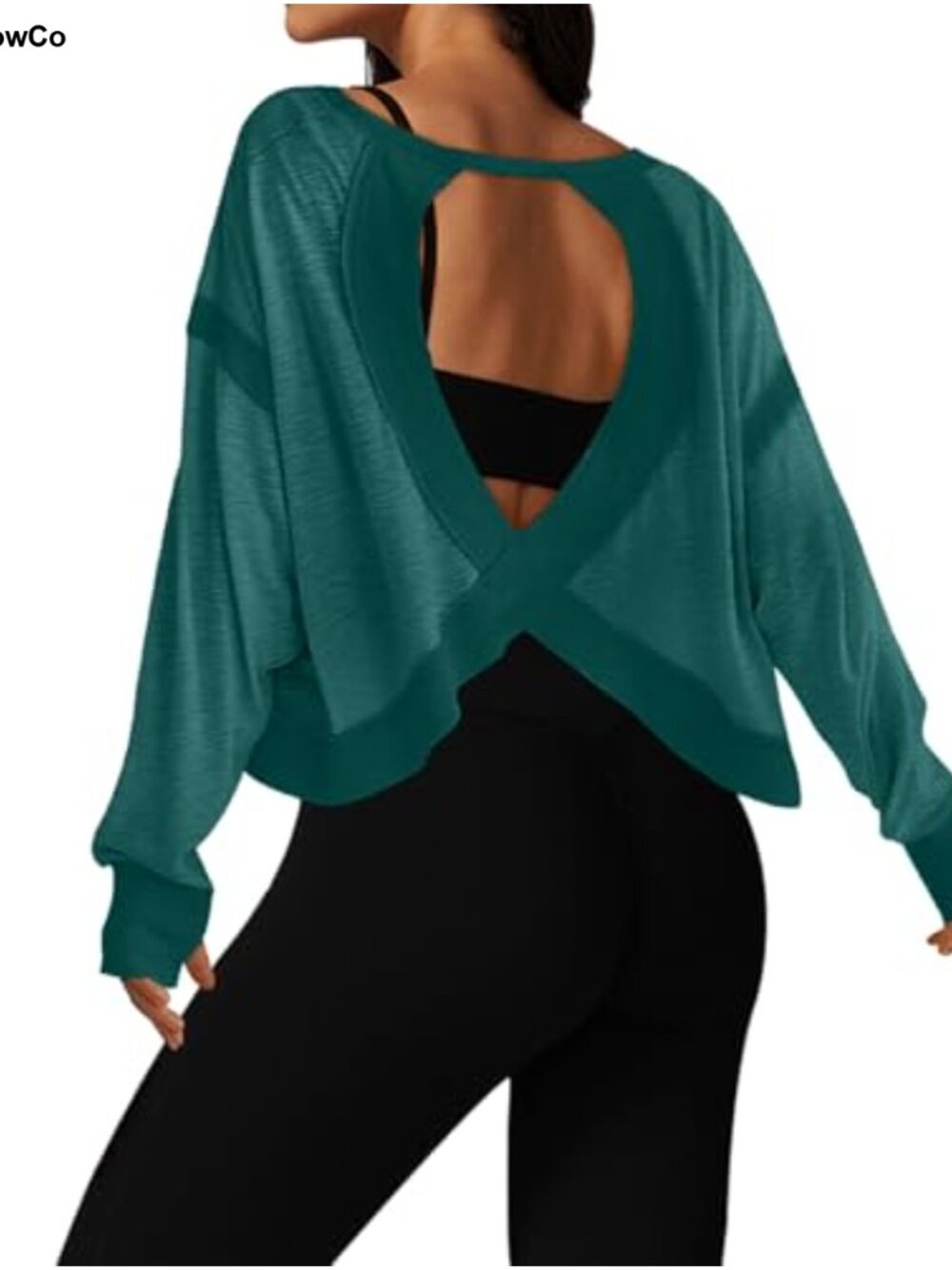 Open Back Long Sleeve Workout Top Cropped Athletic Yoga Running